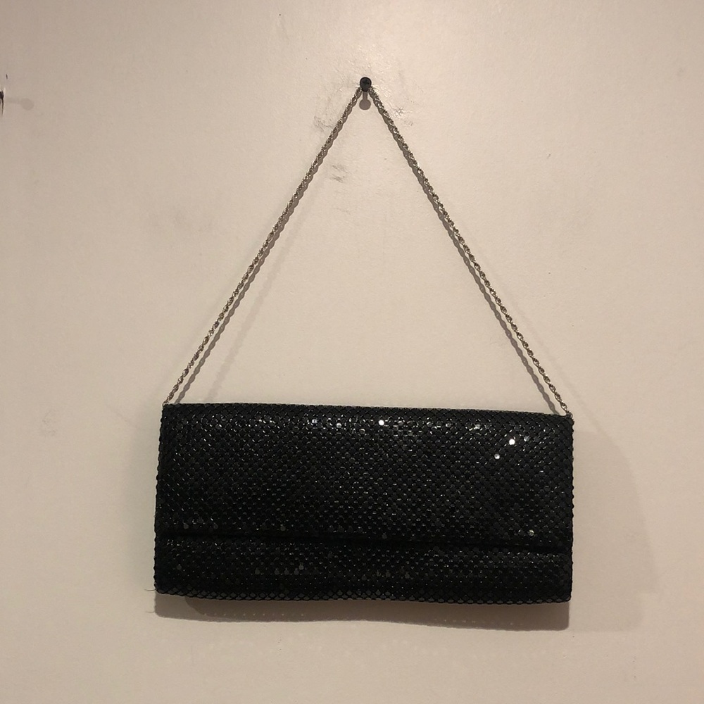 La Regale Vintage Mirrored Black Formal Evening Bag